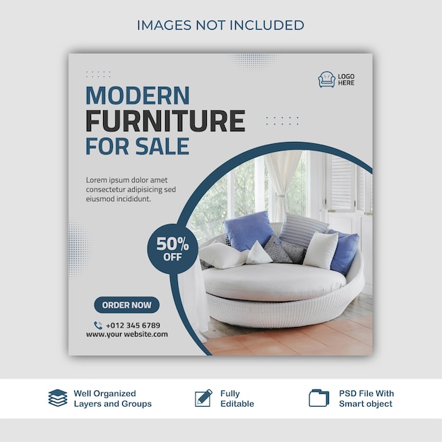 Post modern furniture web banner Digital marketing or social media banner post template PSD