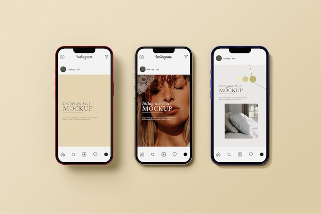 PSD post na instagramie z makietą telefonu komórkowego
