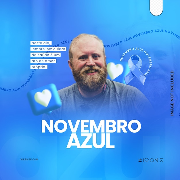 ноябрь azul mes de conscientizao рак бразилия Psd флаер Instagram