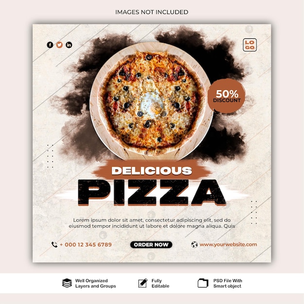 Post Pizza Sprzedaż Agencja żywności Social Media Web Post Banner Szablon Psd