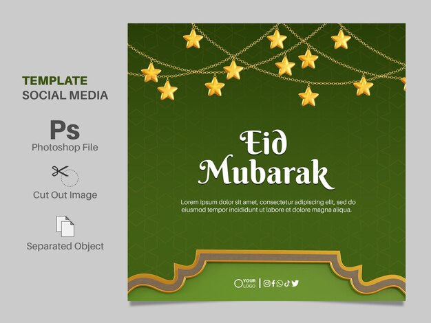 PSD post powitalny eid mubarak