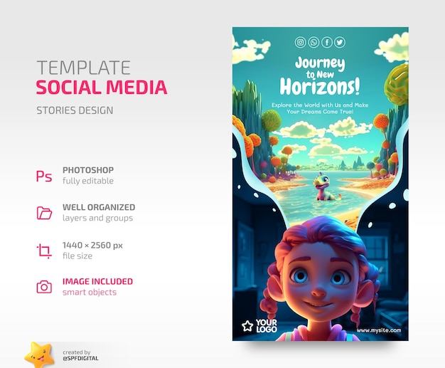 PSD pubblica un banner sui social media journey to new horizons modello per il tuo design