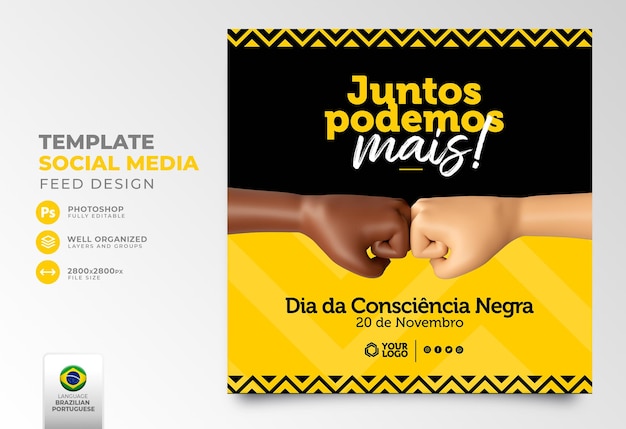 Post social media Black Consciousness Day in Portuguese for campaign in Brazil