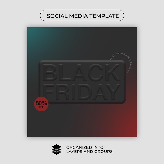 PSD post for social media black friday promotion and discount 80 off