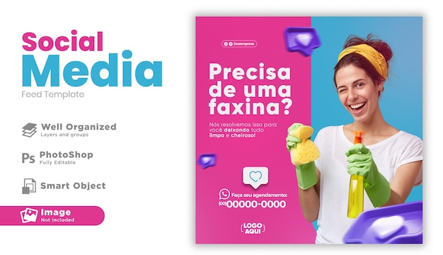 PSD post social media cleaning model in portuguese for marketing campaign in brazil