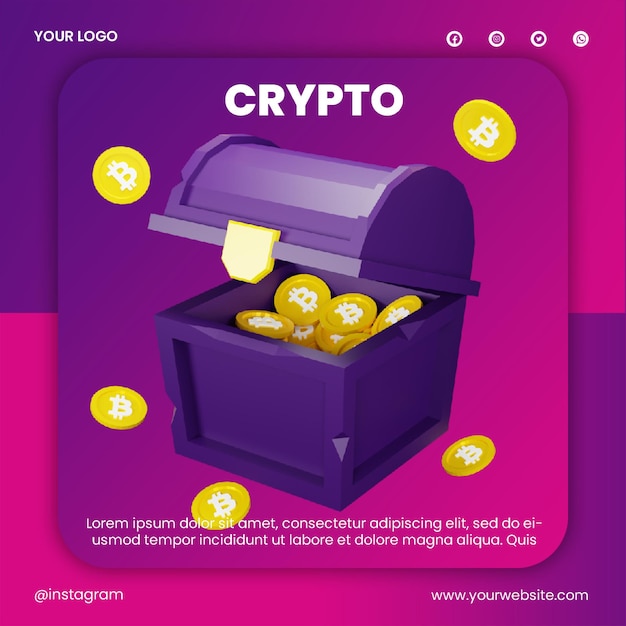 Post social media crypto icon 3d render