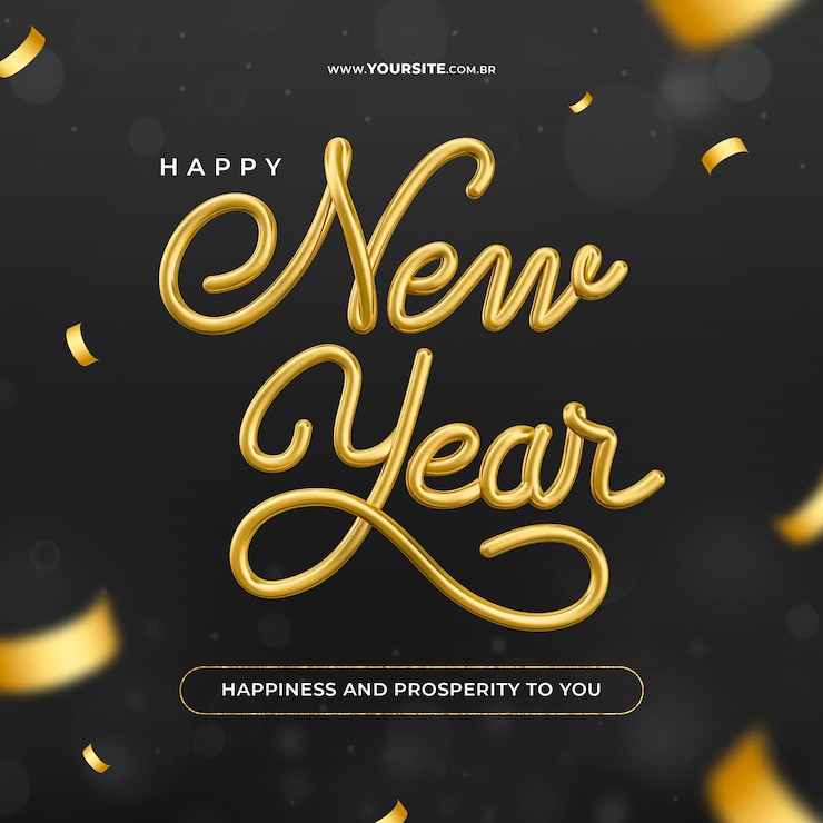 PSD post social media happy new year 2023 in 3d render template design