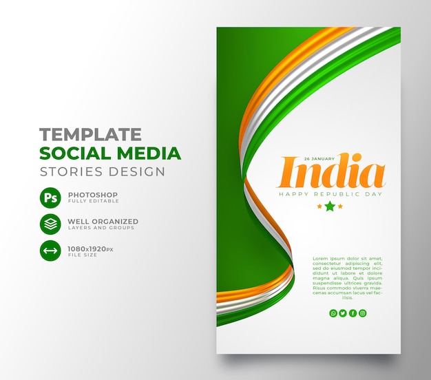 Post social media happy republic day india sjabloonontwerp 3d render