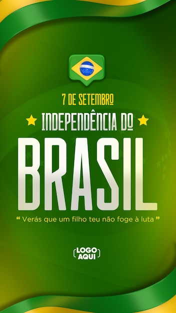 Post social media independence day brazil in 3d render portuguese