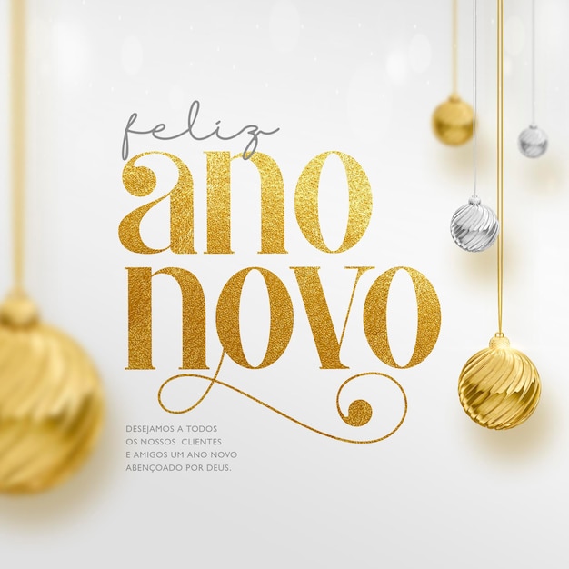post social media new year 2023 in portuguese 3d render template for marketing campaign in brazil