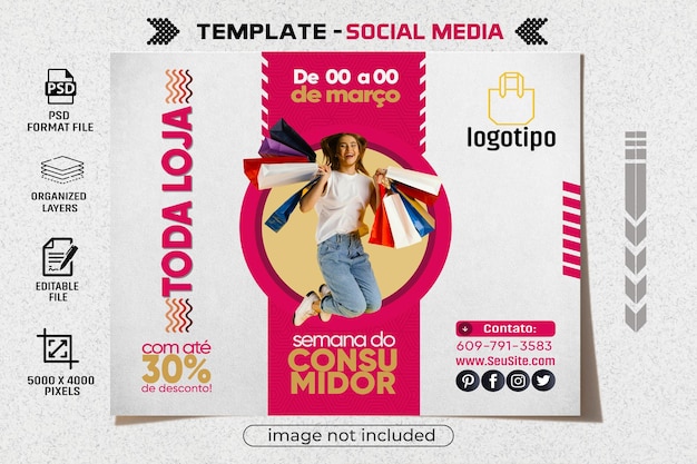 PSD post social media para campanha de vendas do dia do consumidor