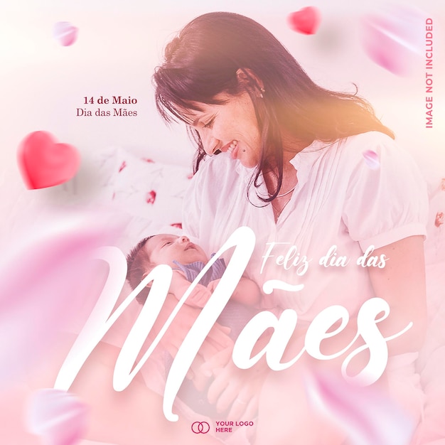 post social media template happy mothers day feliz dia das maes in brazil