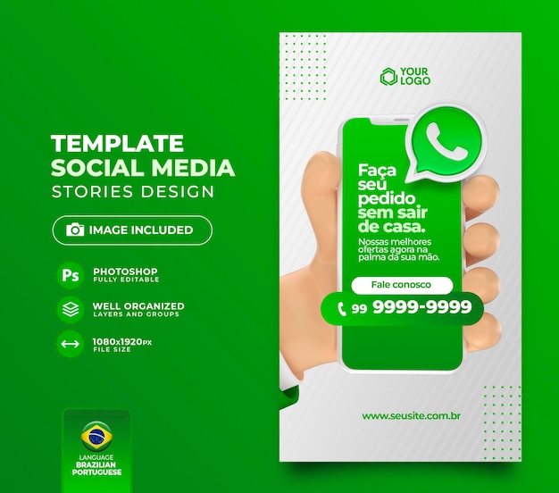 Postare offerte di whatsapp sui social media in portoghese brasiliano per campagne di marketing