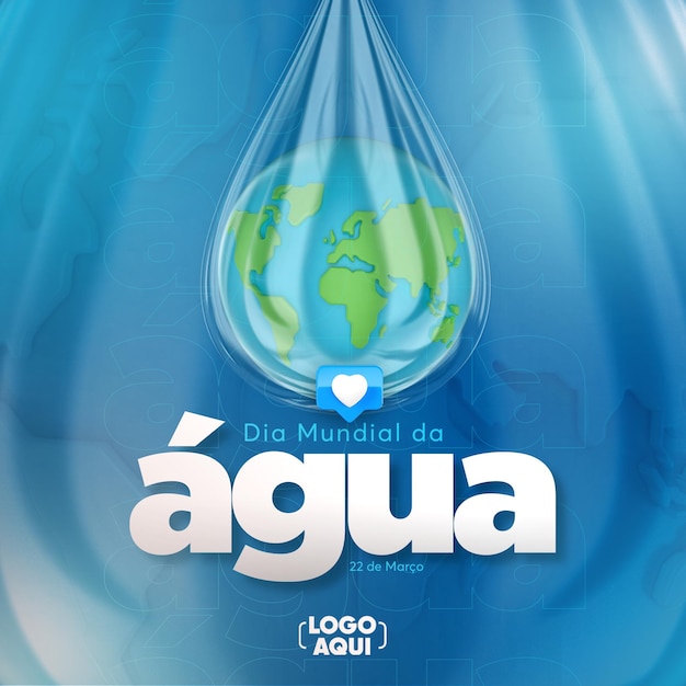 PSD post social media world water day in het portugees voor marketingcampagne in brazilië