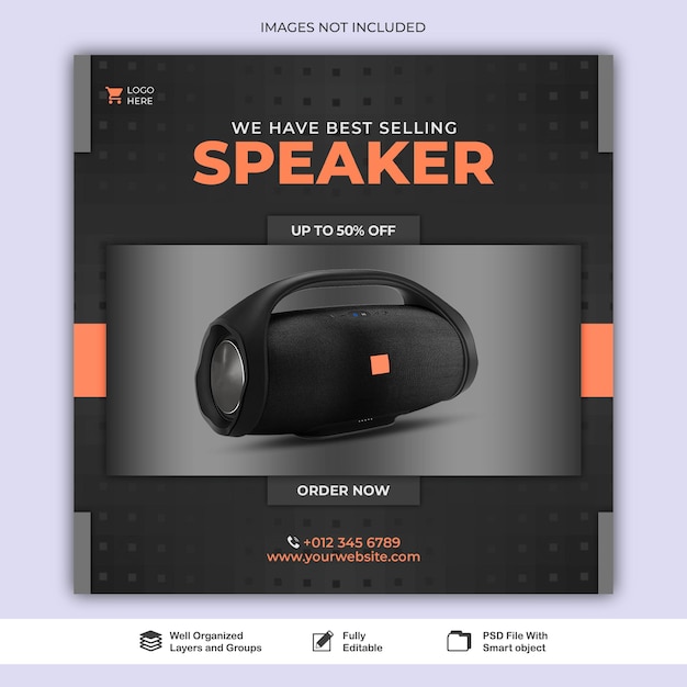 PSD post speaker or speaker sale electronic agency social media web story post template psd