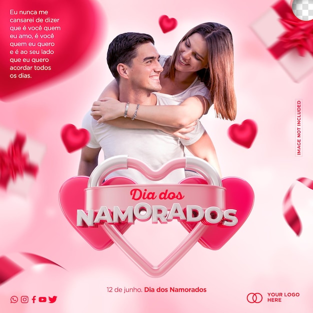 Post template for dia dos namorados in brazil celebration