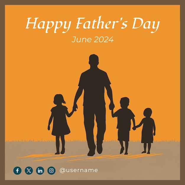 PSD a post template for fathers day with a father and children holding hands