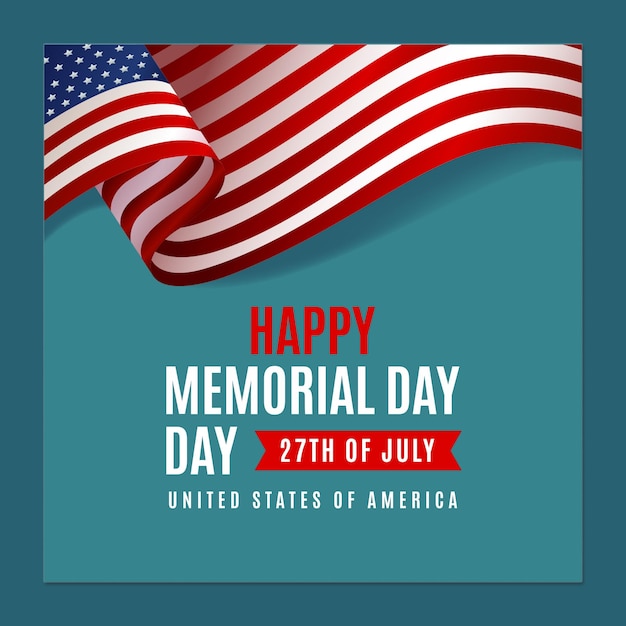 PSD a post template for memorial day with a flag