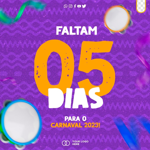 post template social media carnival days left carnaval brasil