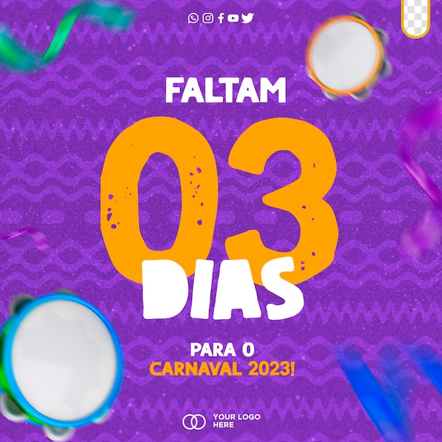 post template social media carnival days left carnaval brasil