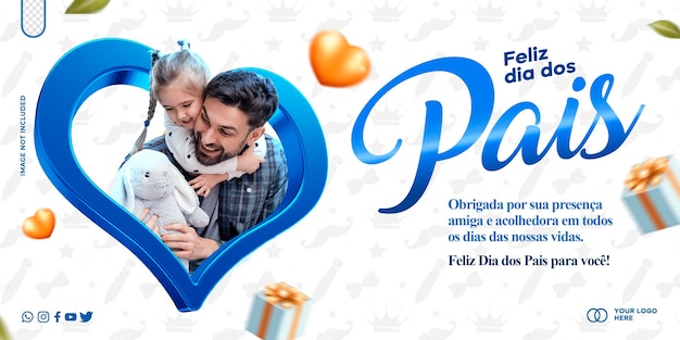 PSD post modello social media felice festa del papà celebrazione feliz dia dos pais in brasile
