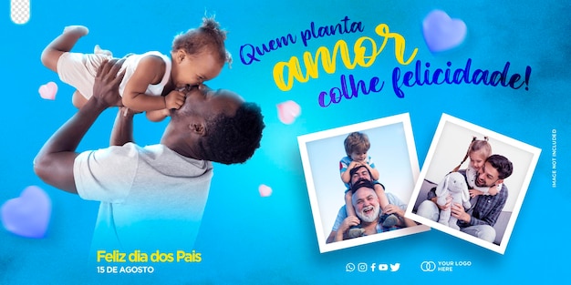 PSD post template social media happy fathers day celebration feliz dia dos pais in brazil