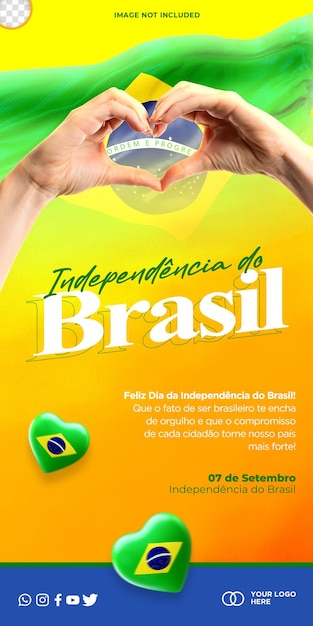 PSD post template social media per l'indipendenza del brasile 7 de setembro in brasile