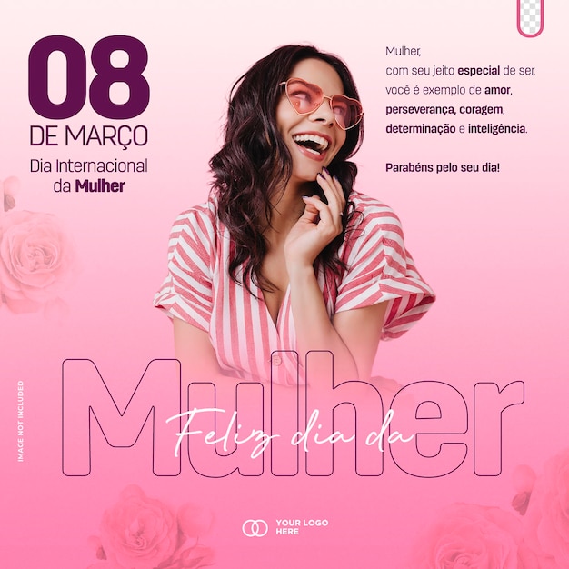 post template social media international women's day march 8 dia internacional da mulher in brazil