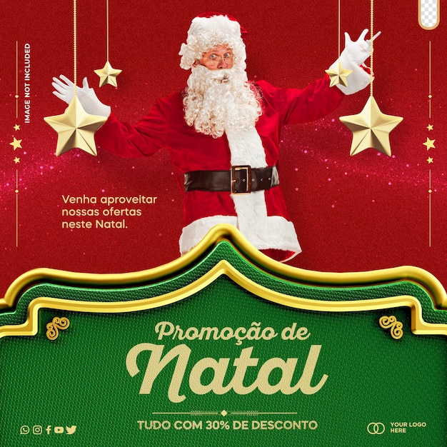 PSD post template social media merry christmas feliz natal in brazil