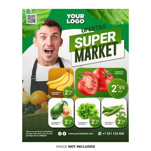Post w mediach społecznościowych dla supermarketu z katalogiem ofert