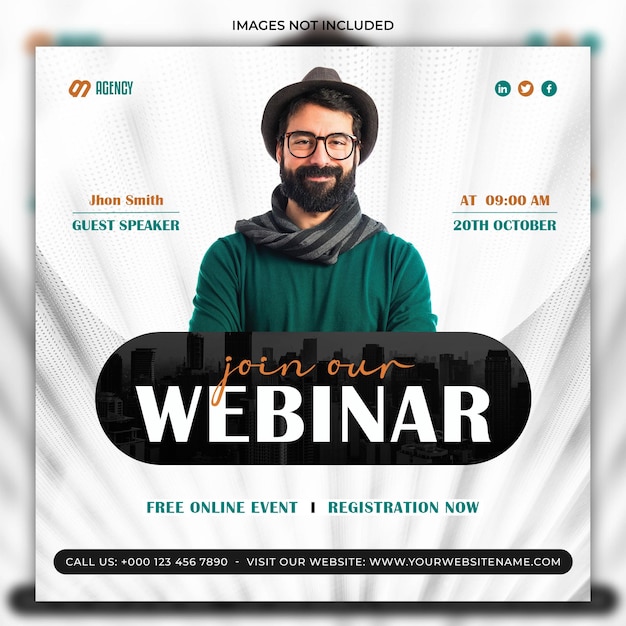 PSD post webinar design template online training session social media post template psd