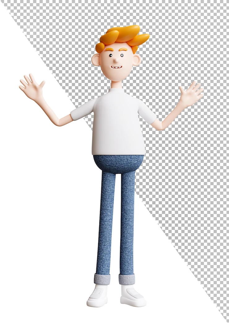 PSD postać mężczyzny wyizolowana na renderowaniu transparent3d