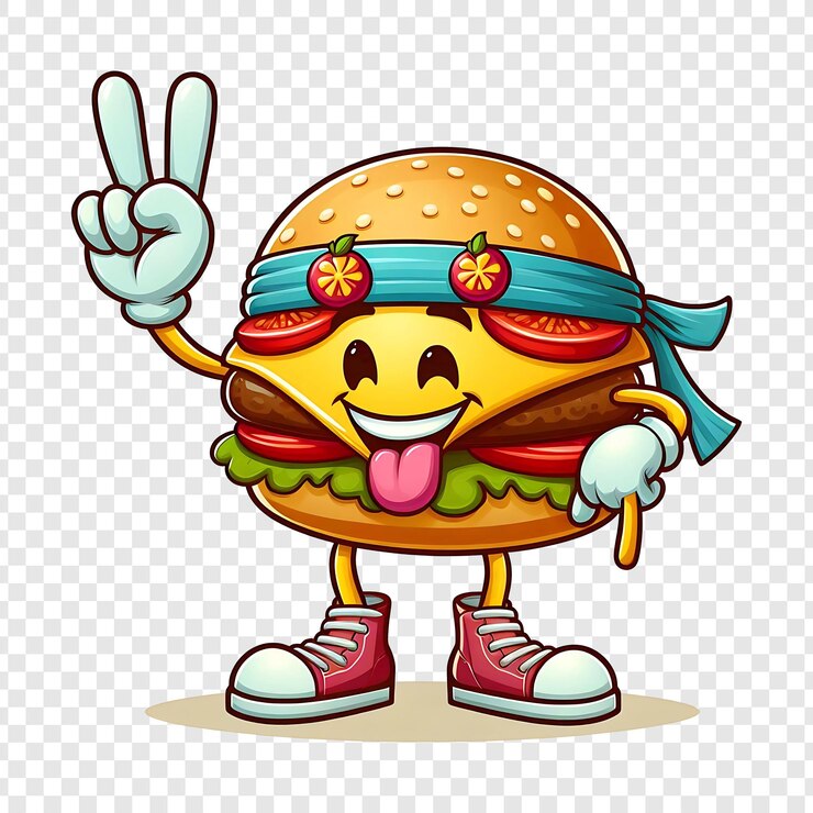 PSD postać z kreskówki retro groovy burger
