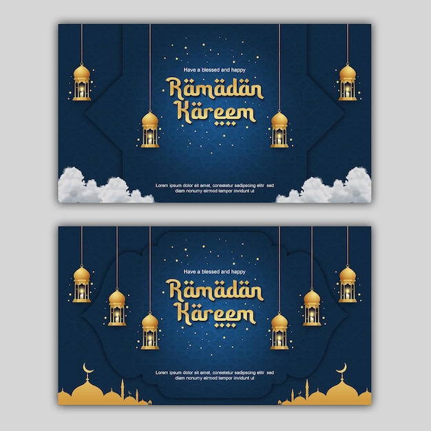 Cartolina design ramadan kareem moderno semplice ramadan banner design ramadan kareem scenografia blu