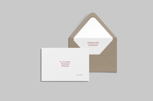 Postcard and envelope mockup