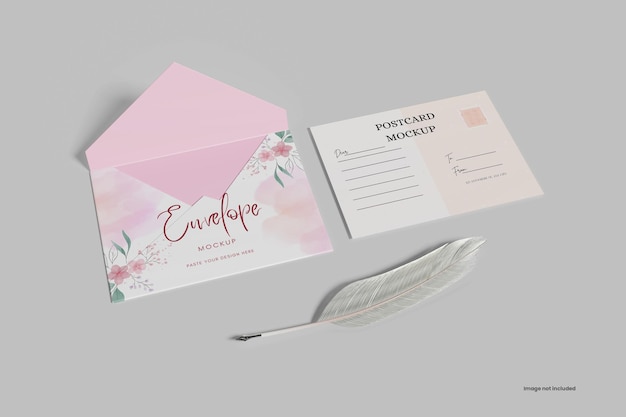 Postcard and envelope mockup