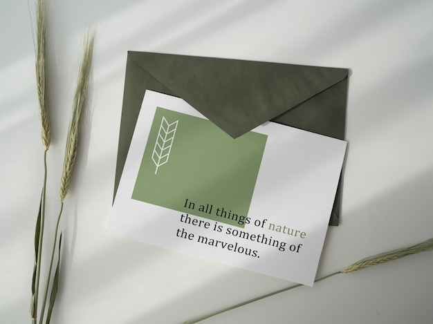 Postcard and envelope mockup