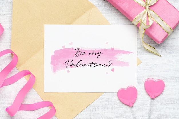 PSD postcard and envelope for valentine's day