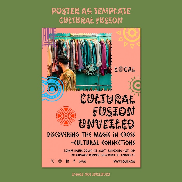 Poster a4 sjabloon cultuur mode etnische kleding uniek ontwerp