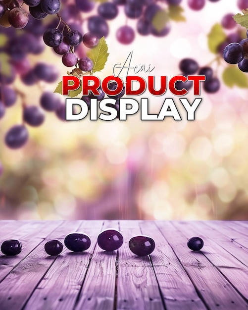 PSD un poster per il prodotto acai display template background