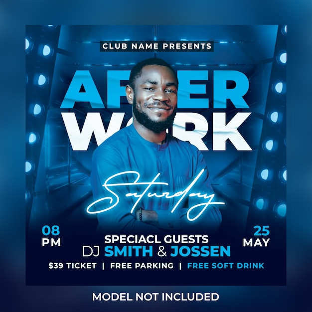 A poster for after work shows a man smiling.