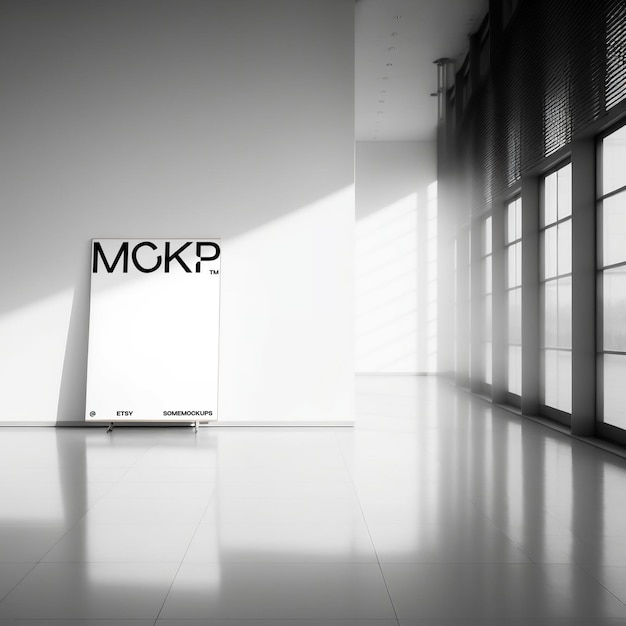 Poster or artwork mockup photoshop minimalist interior background premium mockup