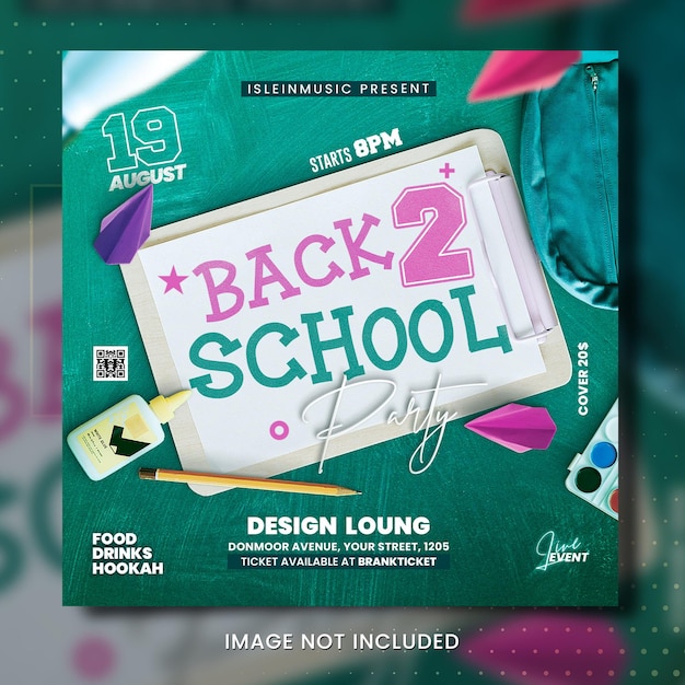 Poster back to school party flyer