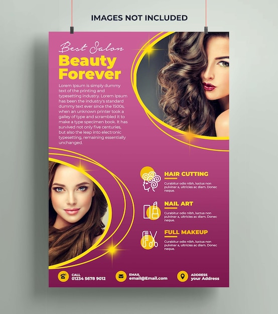 PSD a poster for beauty forever with a picture of a woman and text that says images not included.