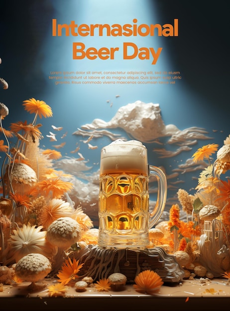 A poster for beer day with a glass of beer.