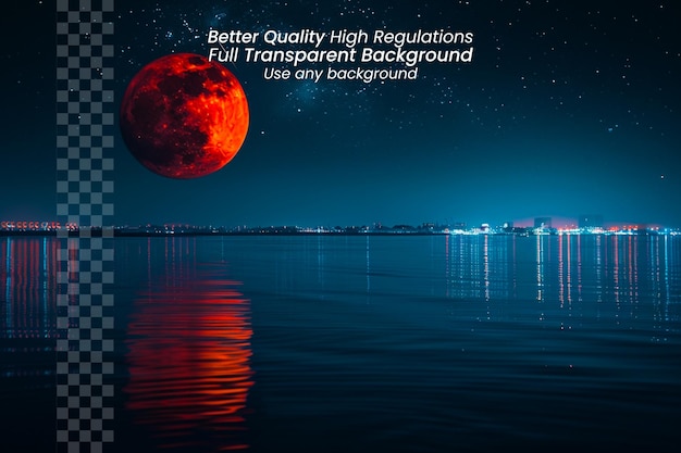 A poster for better quality with a red moon in the background