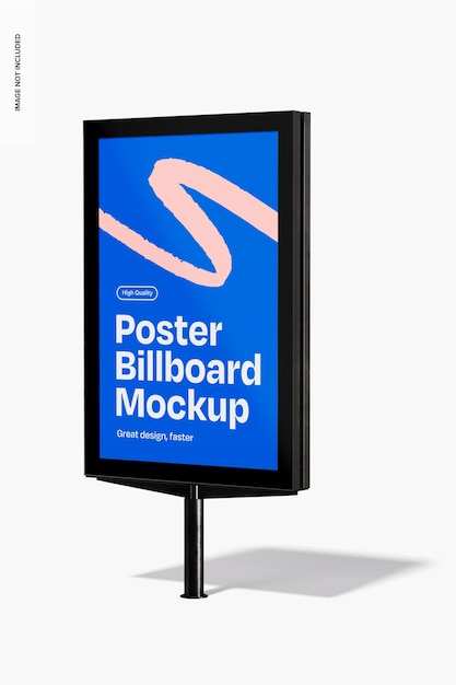 PSD poster billboard mockup side view