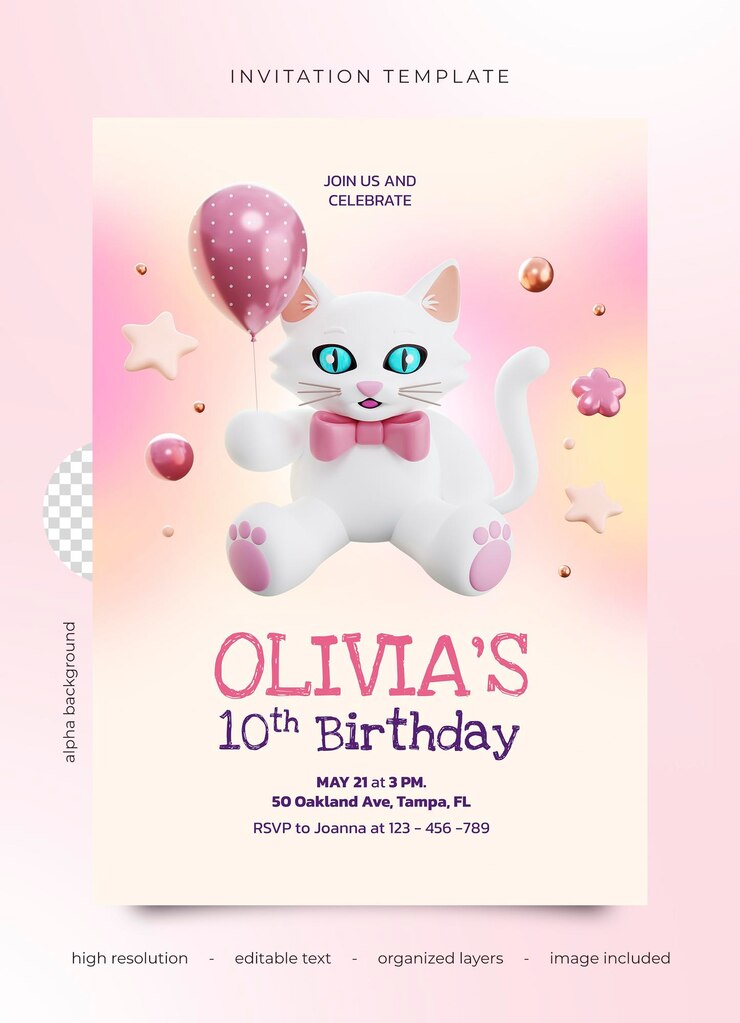 PSD a poster for the birthday party for the birthday girl