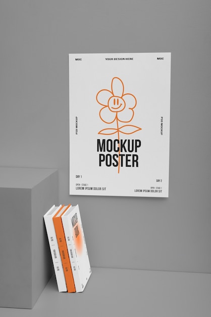 PSD poster e libro in modello di studio