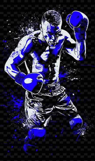 PSD a poster of a boxer with a blue background